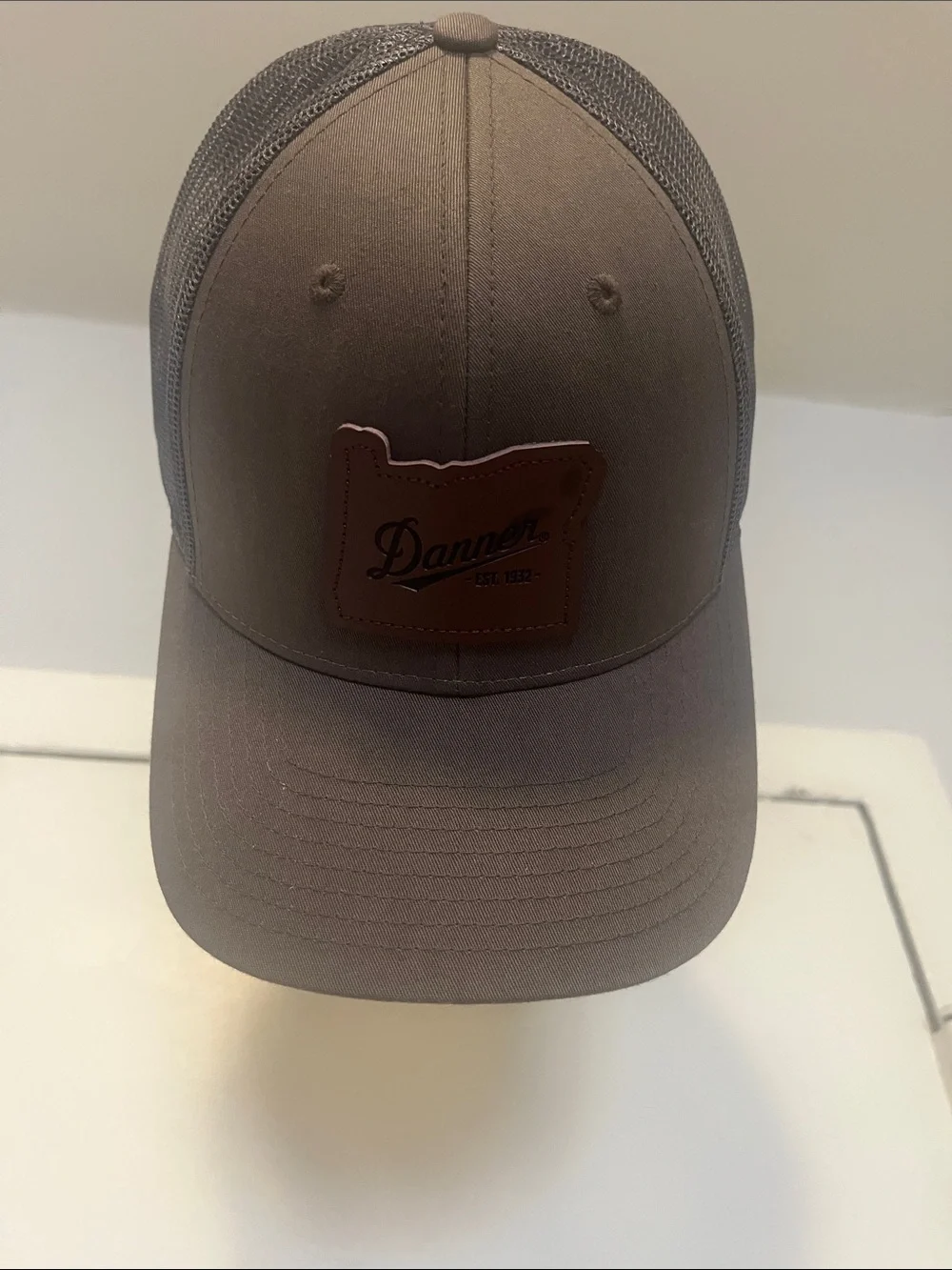 Danner Olive and Brown Leather Patch Trucker Cap